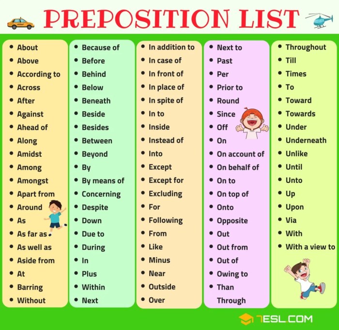 Which sentences contain prepositions check all that apply