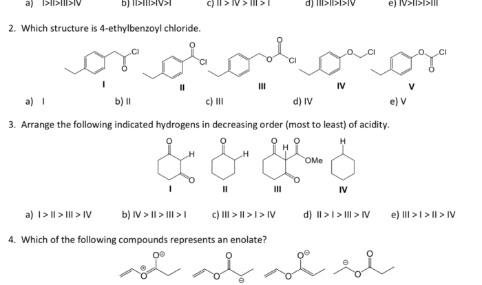 Rank the following acids in order of decreasing acidity